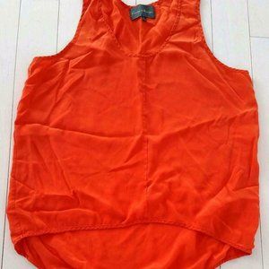 Sunday in Brooklyn Silk Hi-Lo Hem Tank Top Orange ( L )